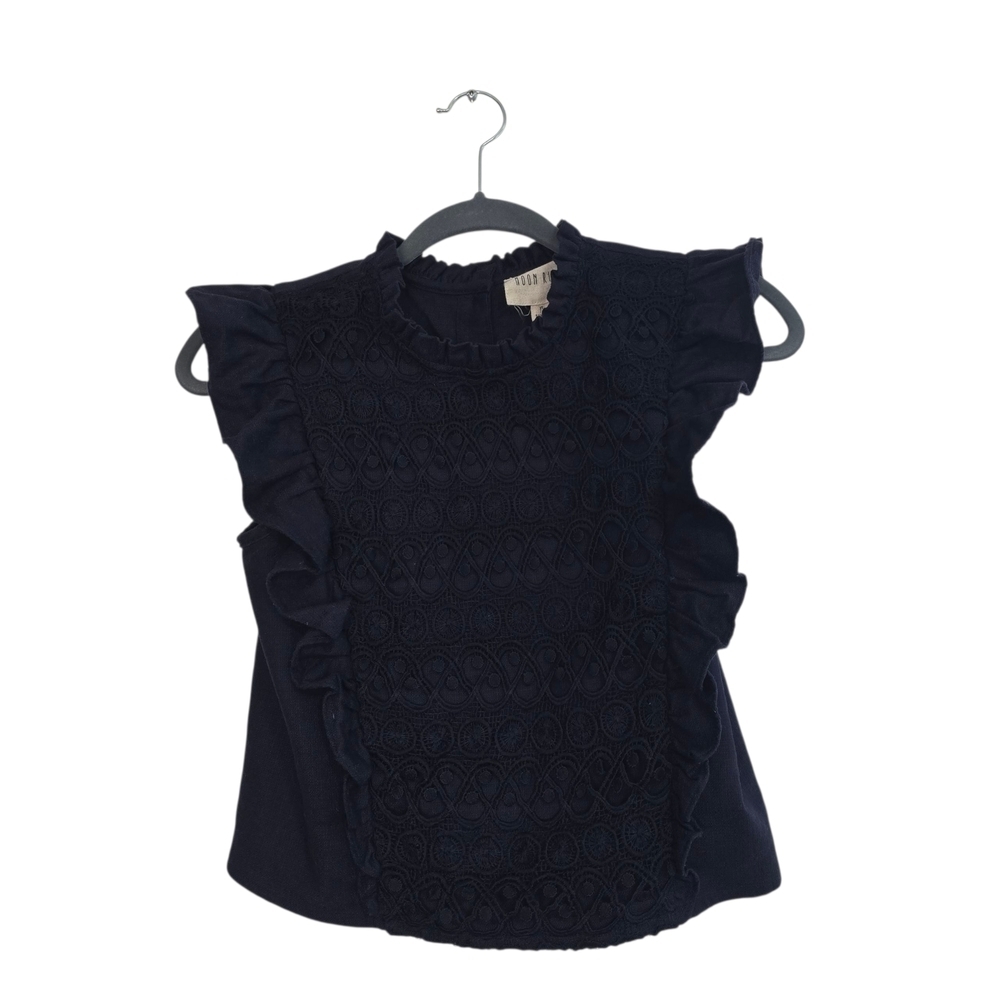 Moon River Blue Ruffled Crop Top - Picture 2 of 9